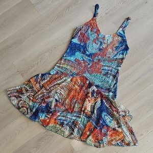 Tango Mango Drop Waist Colorful Lace Sleeveless Dress, Large *Flaw*